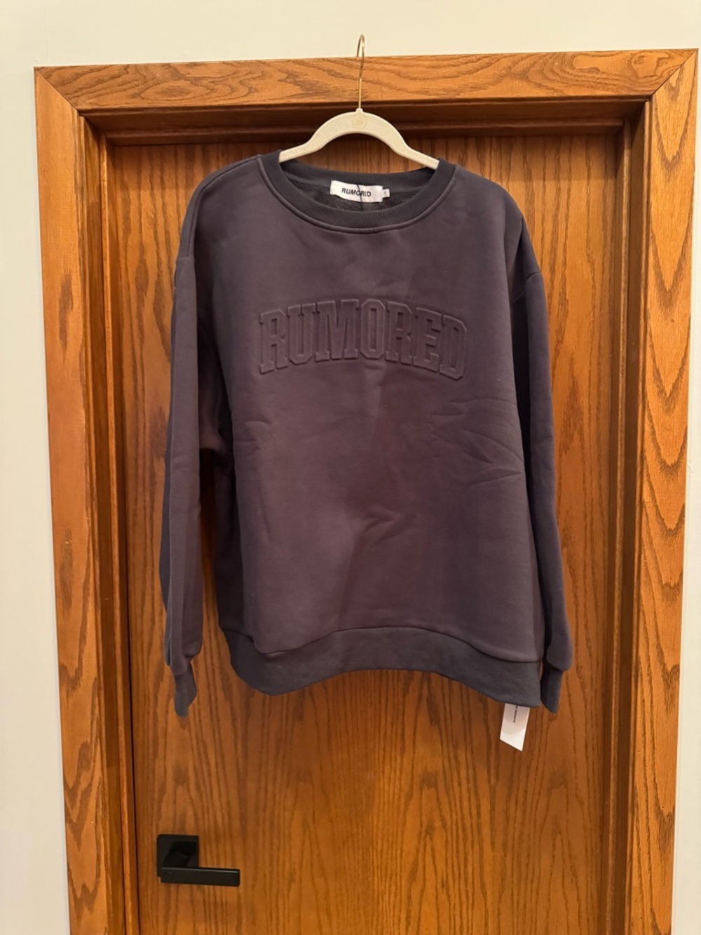 Rumored Washed Black Embossed Crewneck Sweatshirt